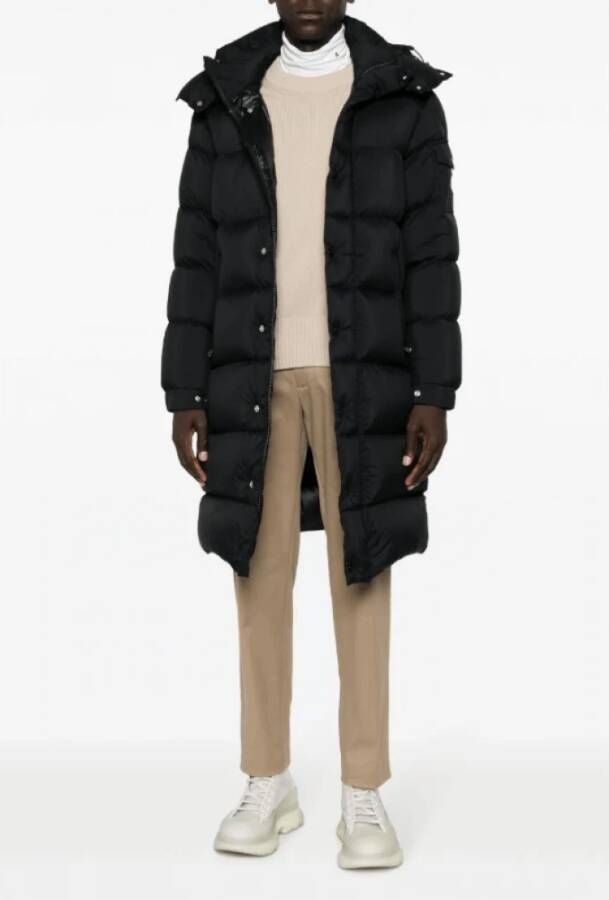 Moncler Gewatteerde Logo Patch Gewatteerde Jas Black Heren