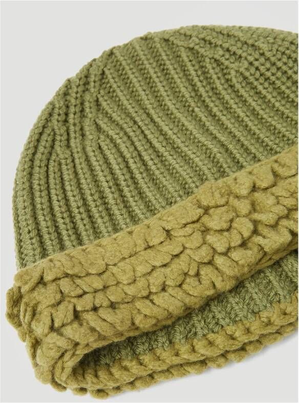 Moncler Handgestikte Wollen Beanie Hoed Green Unisex