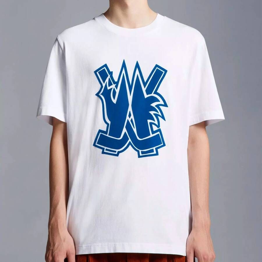 Moncler Hockey Logo T-Shirt Model I20918C0006589A7G002 Wit Heren