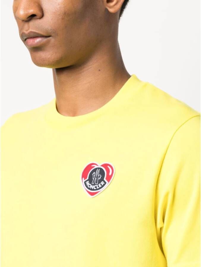 Moncler Logo Applique T-Shirt Geel Heren