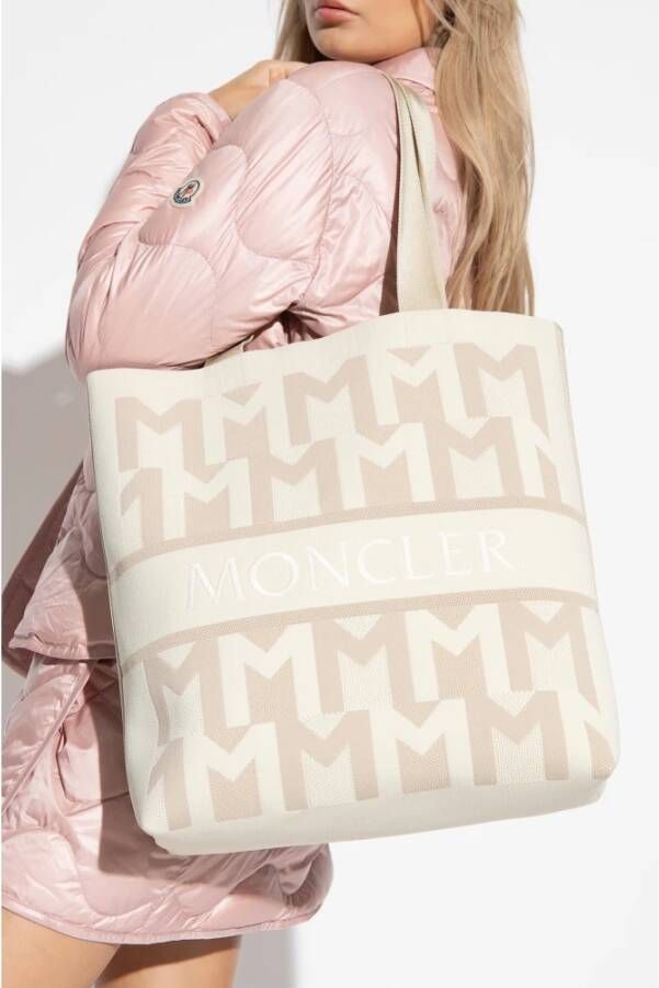 Moncler Shopper tas met logo Beige Dames