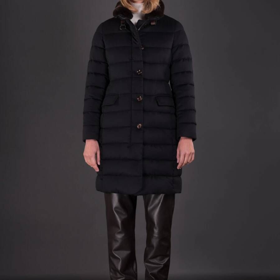 Moorer Exclusieve Vetiver-IL Kasjmier Donsjas Blauw Dames