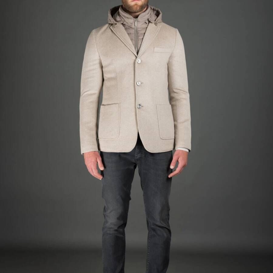 Moorer Stijlvolle Bellotto-Bab Jas Beige Heren