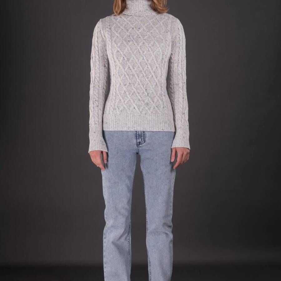 Moorer Turtleneck Sweater van Virgin Wol en Cashmere Grijs Dames