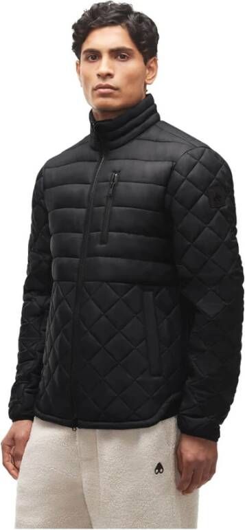 Moose Knuckles Zwarte gewatteerde jas met uniek quilt patroon Zwart Heren