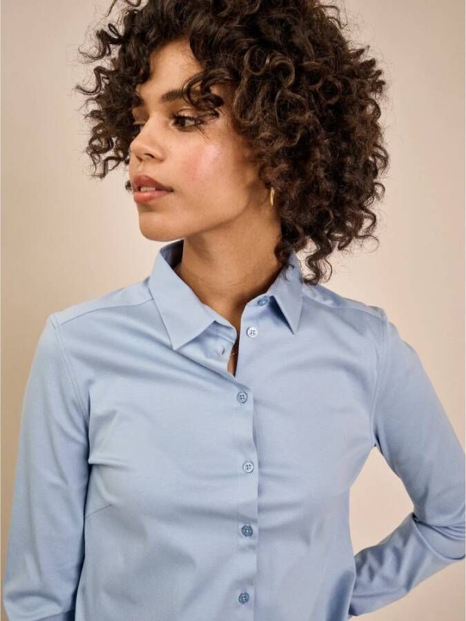 MOS MOSH Lichtblauwe Tina Jersey Shirt Blouse Blue Dames
