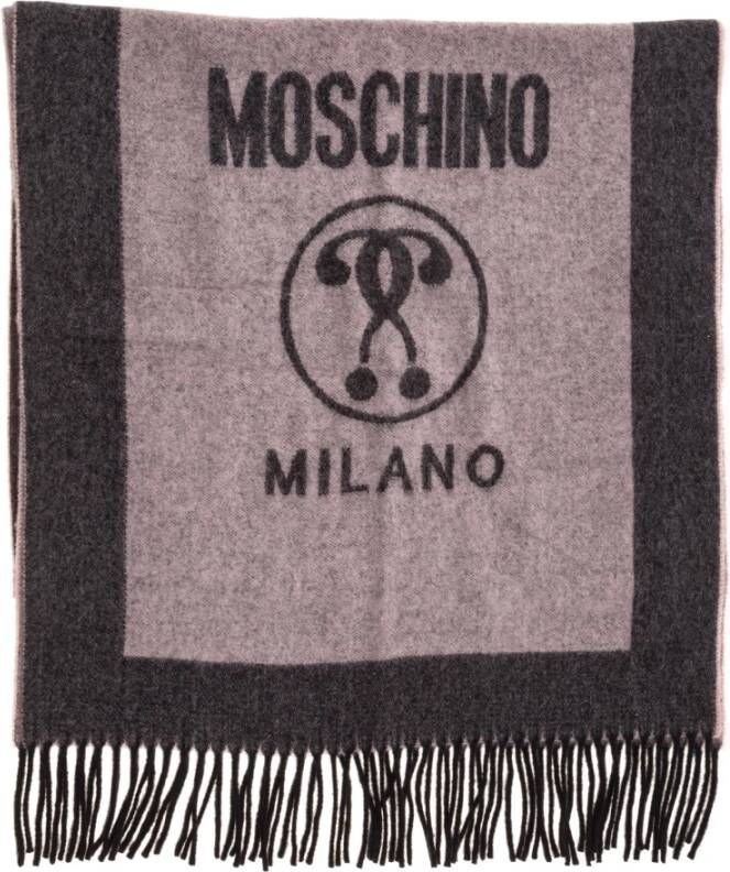 Moschino Double Question Mark Wool scarf Roze Dames