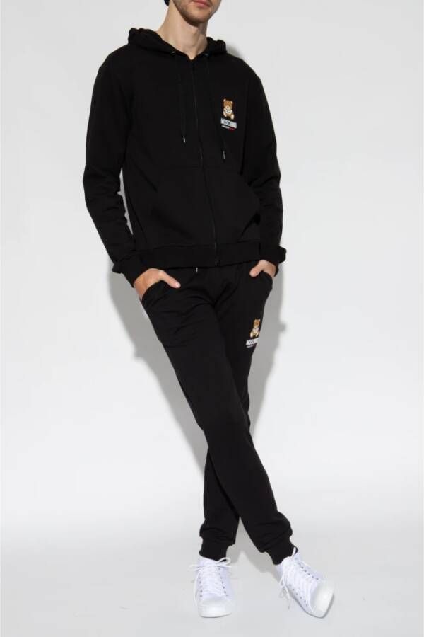 Moschino Zwarte katoenen joggingbroek met Teddy Bear-logo Black Heren
