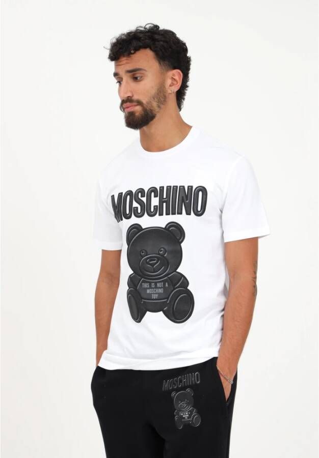 Moschino Heren Wit Logo T-shirt met Teddy Bear Print Wit Heren