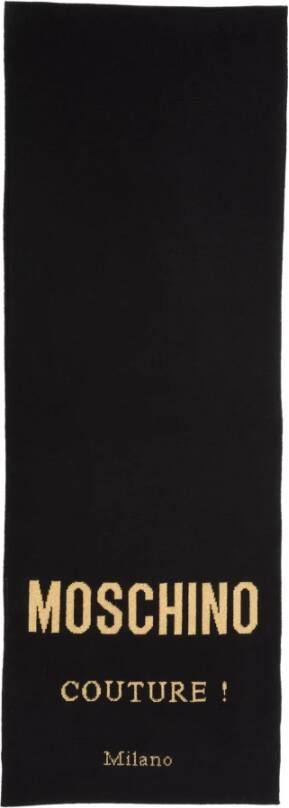 Moschino Logo Wollen Sjaal Black Dames