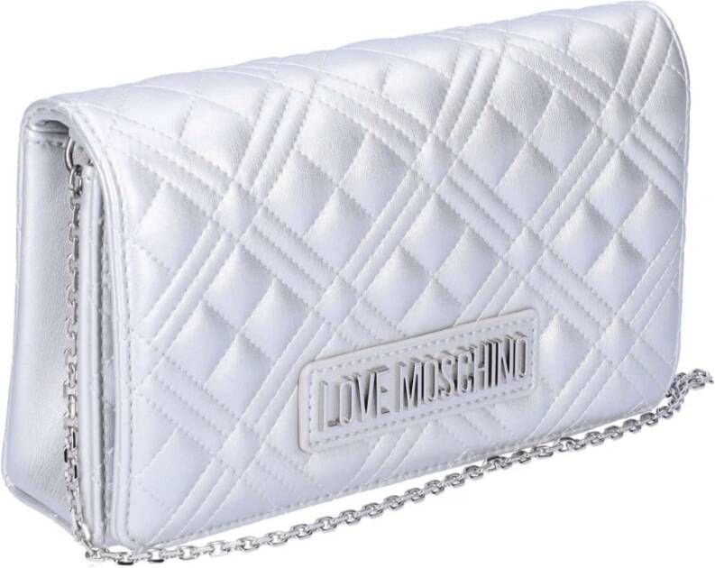 Moschino Love Gewatteerde Zilveren Schoudertas Grijs Dames