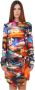 Moschino Multicolor Korte Jurk met Stadsprint en Strik Multicolor Dames - Thumbnail 2