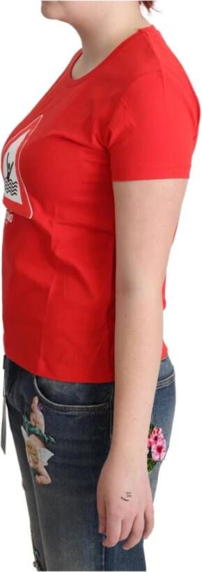 Moschino Red Cotton Swim Graphic Triangle Print T-shirt Rood Dames