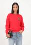 Moschino Rode Katoenen Sweatshirt met Geribbelde Kraag en Logo Patch Red Dames - Thumbnail 2