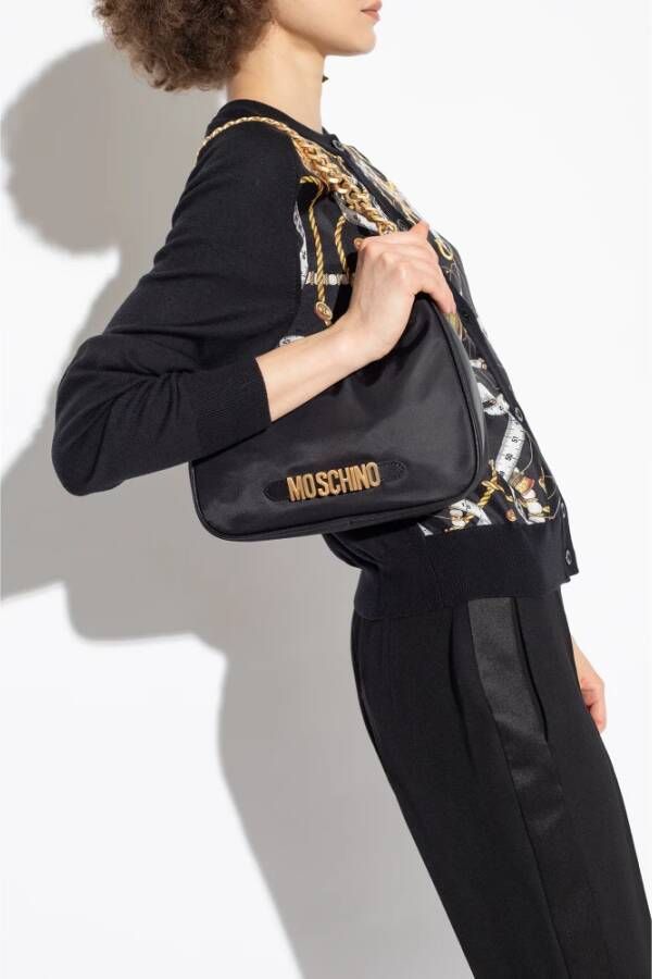 Moschino Schoudertas met logo Zwart Dames