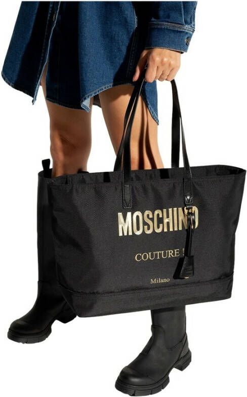 Moschino Shopper bag with logo Zwart Dames