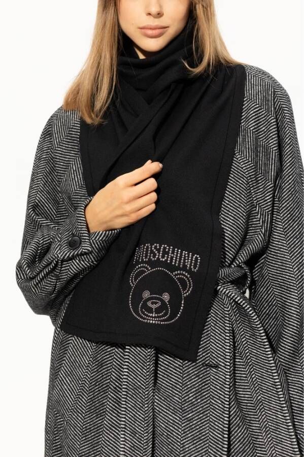 Moschino Sjaal met logo Zwart Unisex