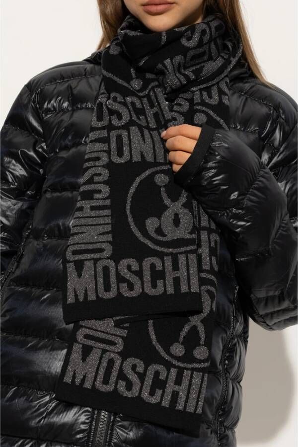 Moschino Sjaal met logo Zwart Unisex