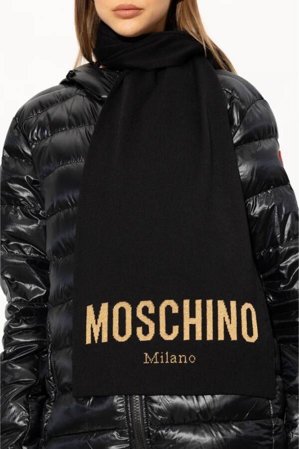 Moschino Sjaal met logo Zwart Unisex