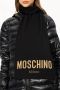 Moschino Effene Wollen Sjaal met Logo Detail Black Dames - Thumbnail 2