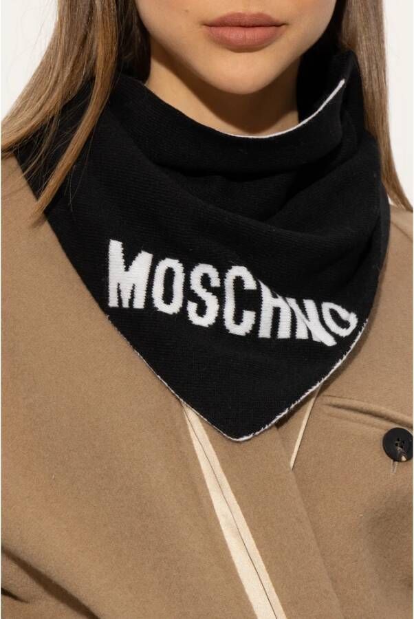 Moschino Sjaal met logo Zwart Unisex