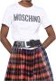 Moschino Vintage Leren Logo T-Shirt White Dames - Thumbnail 2