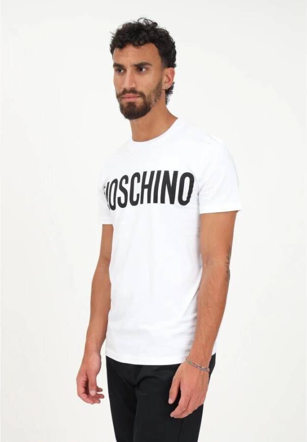 Moschino Heren Wit Logo Print T-shirt Wit Heren