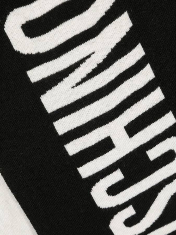 Moschino Zwarte Sjaal met Bicolor Design en Logo Zwart Heren