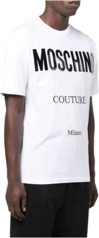 Moschino Witte Katoenen Logo T-shirt Wit Heren