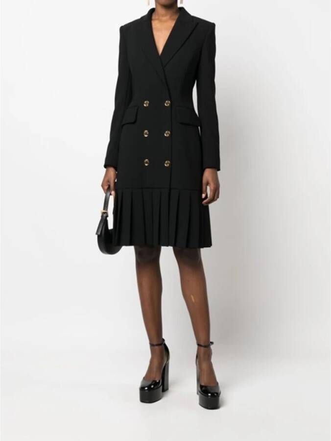 Moschino Zwart dubbelrijig geplooide jurk Zwart Dames