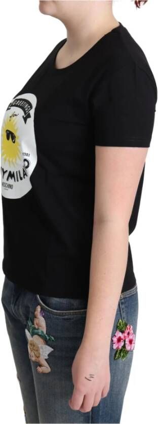 Moschino Zwart Katoenen Sunny Milano Print T-shirt Zwart Dames