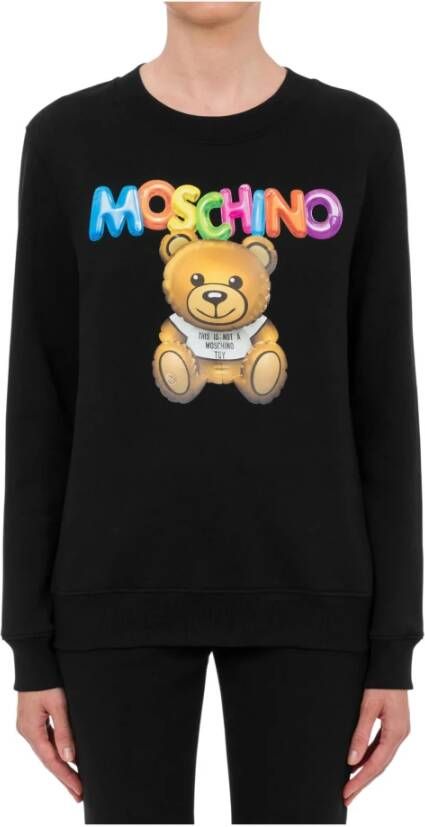 Moschino Zwarte Biologisch Katoenen Logo Print Sweatshirt Zwart Dames