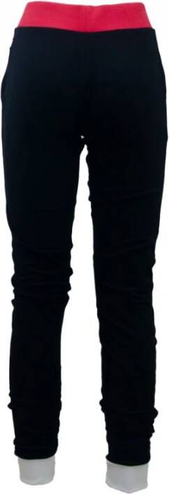 Moschino Zwarte katoenen broek met geribbelde tailleband en logo patch Black Dames