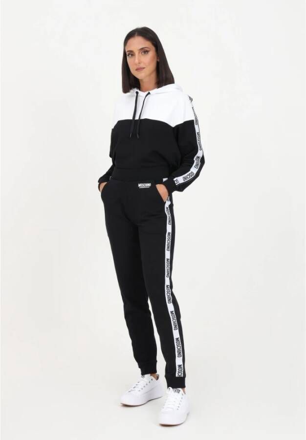 Moschino Zwarte sportbroek met logo en elastische taille Zwart Dames