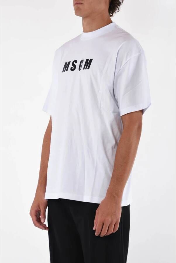 Msgm Katoenen T-shirt met Bedrukt Logo Wit Heren