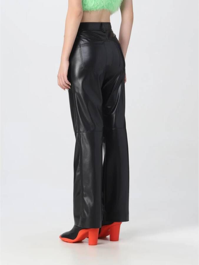 Msgm Leather Trousers Zwart Dames