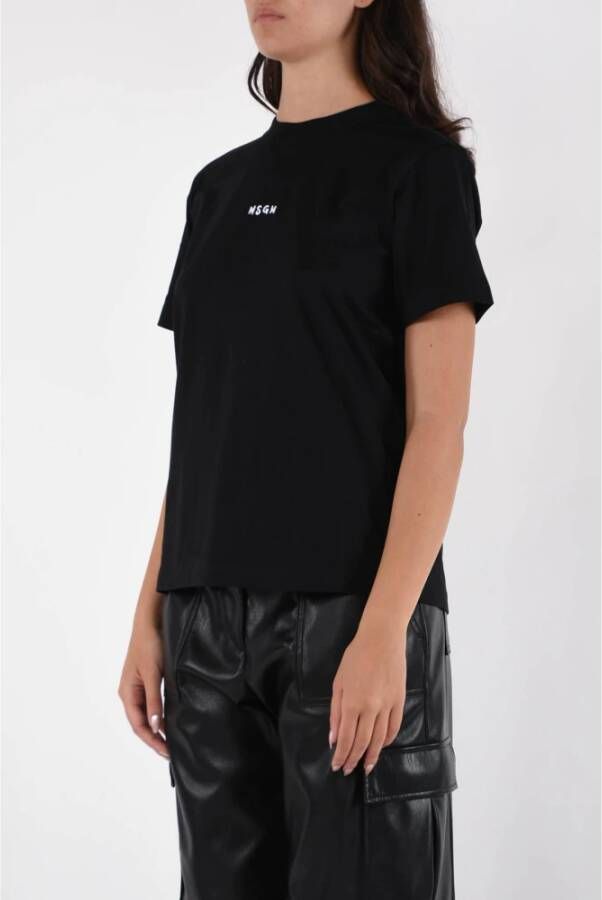 Msgm Logo Print Regular Fit T-Shirt Zwart Dames