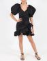 Msgm Puffed Sleeves Ruffled Hem Party Dress Black Dames - Thumbnail 4