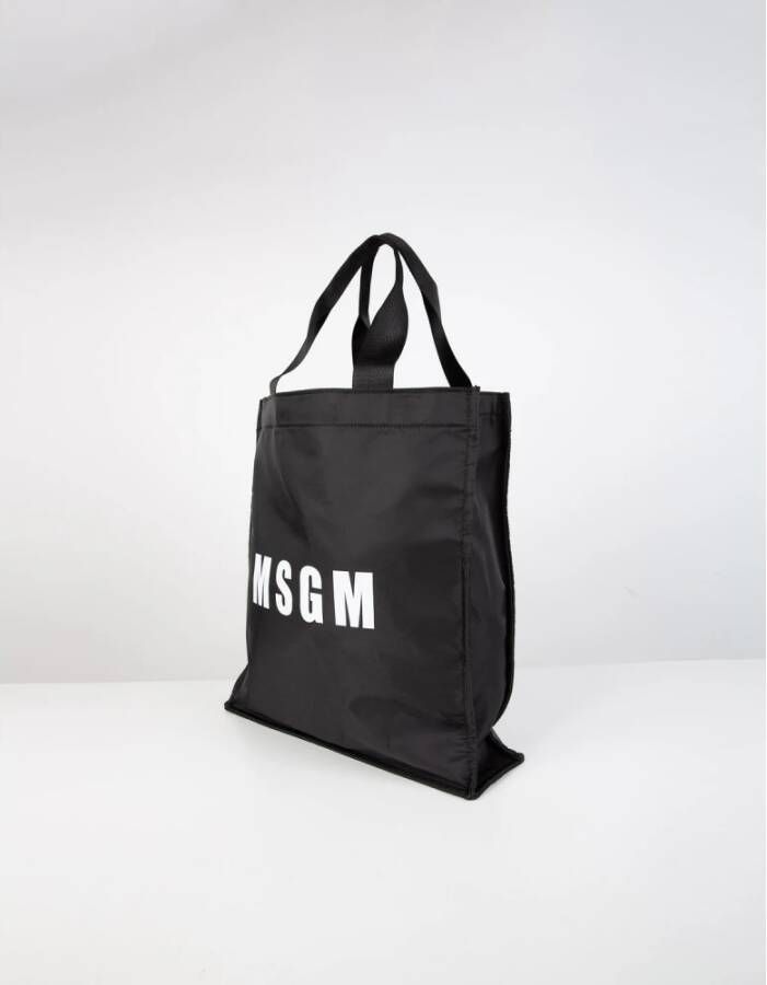 Msgm Verticale Shopper met Contrast Logo Zwart Dames