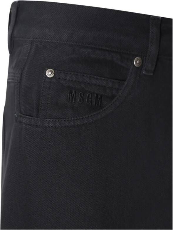 Msgm Zwarte katoenen jeans met logo-applicatie Black Heren