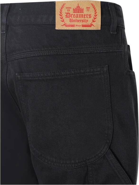 Msgm Zwarte katoenen jeans met logo-applicatie Black Heren