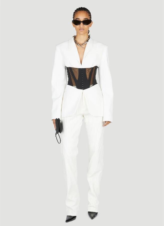 Mugler Hoge Taille Panel Jeans van Katoenmix Wit Dames