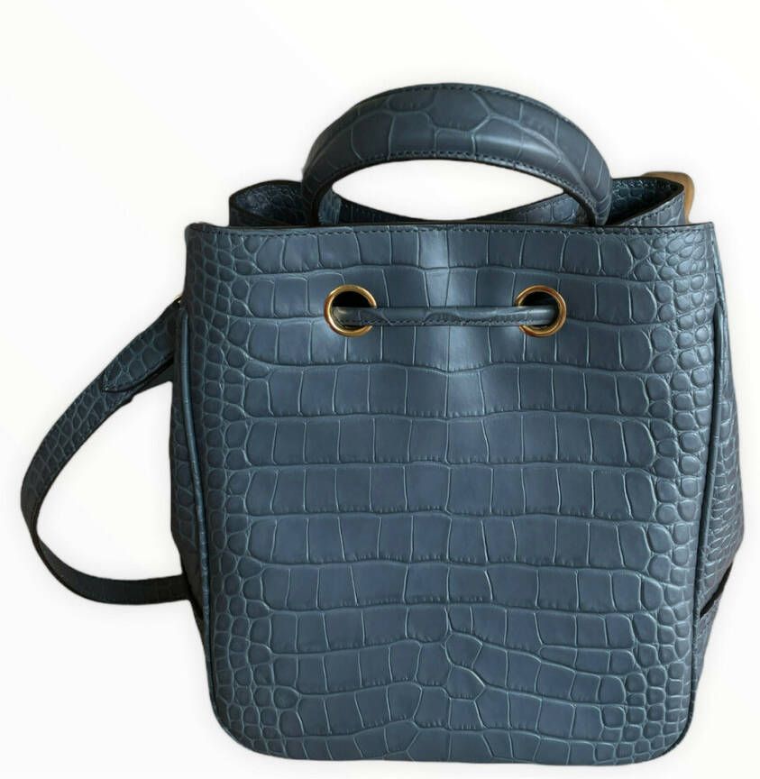 Mulberry Pre-owned Bucket Bag Croc trykt Blauw Dames