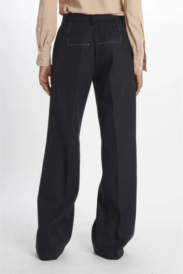 N21 Blauwe Wollen Broek met Gouden Knopen Blauw Dames
