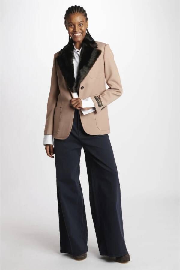 N21 Blazer met bontkraag in vleeskleur Pink Dames