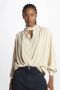N21 Ivoor Hoge Hals Plastron Shirts Beige Dames - Thumbnail 2