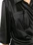 Nanushka Zwarte satijnen wikkeljurk met wingtip kraag Zwart Dames - Thumbnail 2