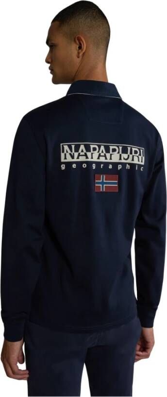 Napapijri E-Ayas Rugby Polo Shirt met Lange Mouwen Blauw Heren