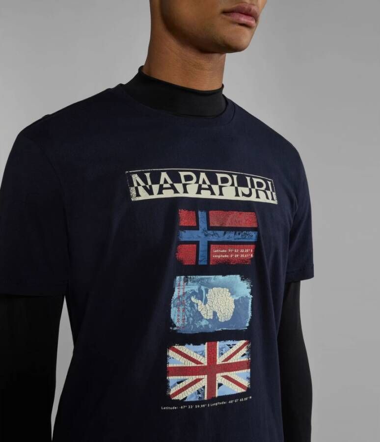 Napapijri Korte mouw T-shirt voor mannen Blauw Heren