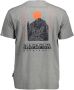 Napapijri Korte Mouw Logo Print T-Shirt Grijs Gray Heren - Thumbnail 2